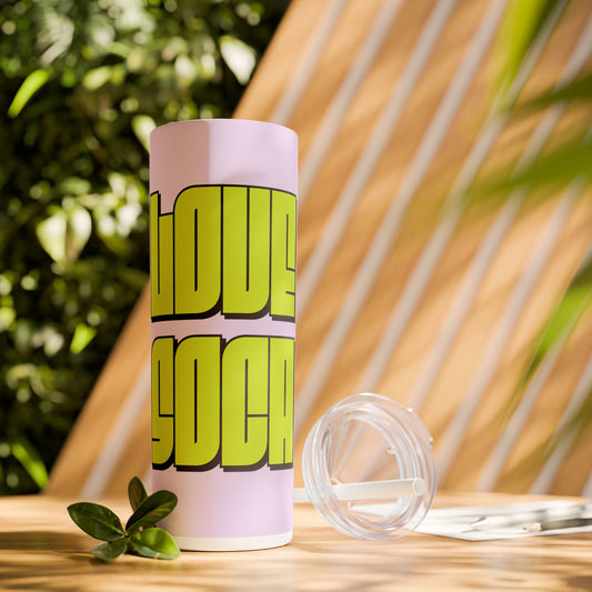On-the-Go Vibes: 20oz Skinny Tumbler with Straw - 🩷 Love Soca 🩷